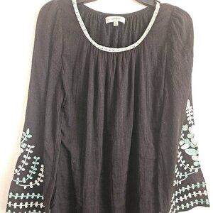 Umgee Black Tunic with Blue Embroidery
Size M